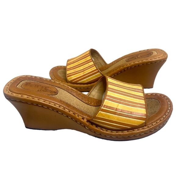 Born Drilles Wedge Sandals Womens 8 US / 39  EU Slip On Strap Slides Earth tones - Picture 1 of 11